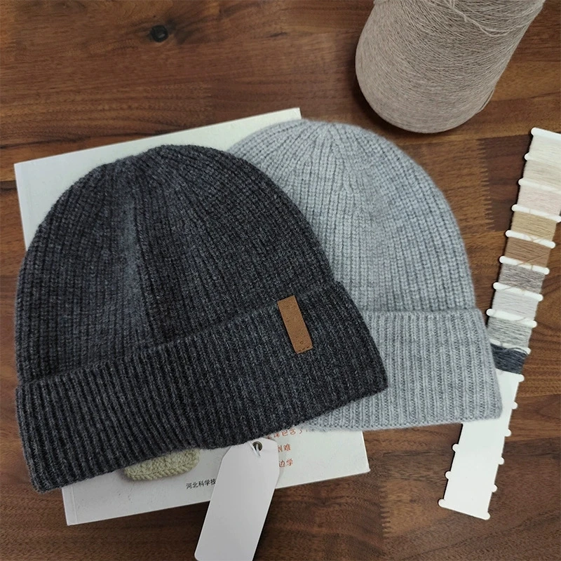 Czapki zimowe z wełny 100% dla kobiet i mężczyzn, ciepłe, miękkie, dziergane czapki typu skullies w jednolitym kolorze, czapki typu beanie z podwiniętym kremkiem, czapki narciarskie