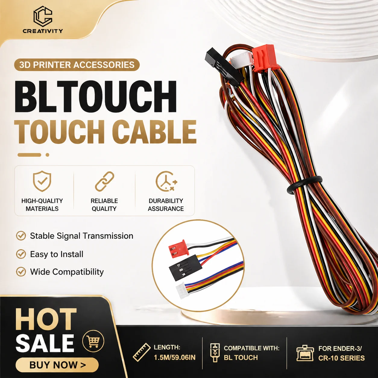 Części do drukarek 3D BL Touch Cable 1.5M/140cm Przedłużacz przewodu 3D Touch Wire Pięciokolorowy kabel do…
