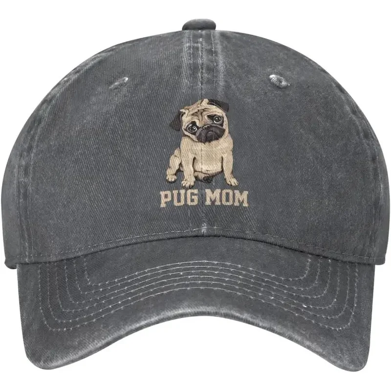Damska czapka baseballowa dla majtek mopsów – postarzana, sprana, regulowana czapka typu trucker, styl unisex Damska czapka baseballowa dla majtek mopsów – postarzana, sprana, regulowana czapka typu trucker, styl unisex