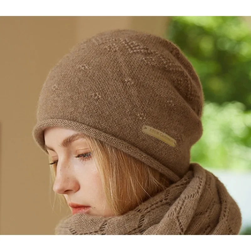 Damska czapka beanie z czystego kaszmiru, dzianinowa, luźna, ciepła, miękka, stylowa, uniwersalna, teksturowana, lekka, idealna na zimną pogodę Damska czapka beanie z czystego kaszmiru, dzianinowa, luźna, ciepła, miękka, stylowa, uniwersalna, teksturowana, lekka, idealna na zimną pogodę