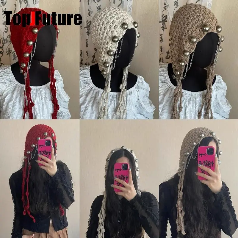 Damska Harajuku Steampunk Y2K Gothic Japanese Soft Girl Hat Duży koralik Łańcuszek dekoracja Linia włosów utrzymuj ciepło Retro wielokolorowy kapelusz Damska Harajuku Steampunk Y2K Gothic Japanese Soft Girl Hat Duży koralik Łańcuszek dekoracja Linia włosów utrzymuj ciepło Retro wielokolorowy kapelusz