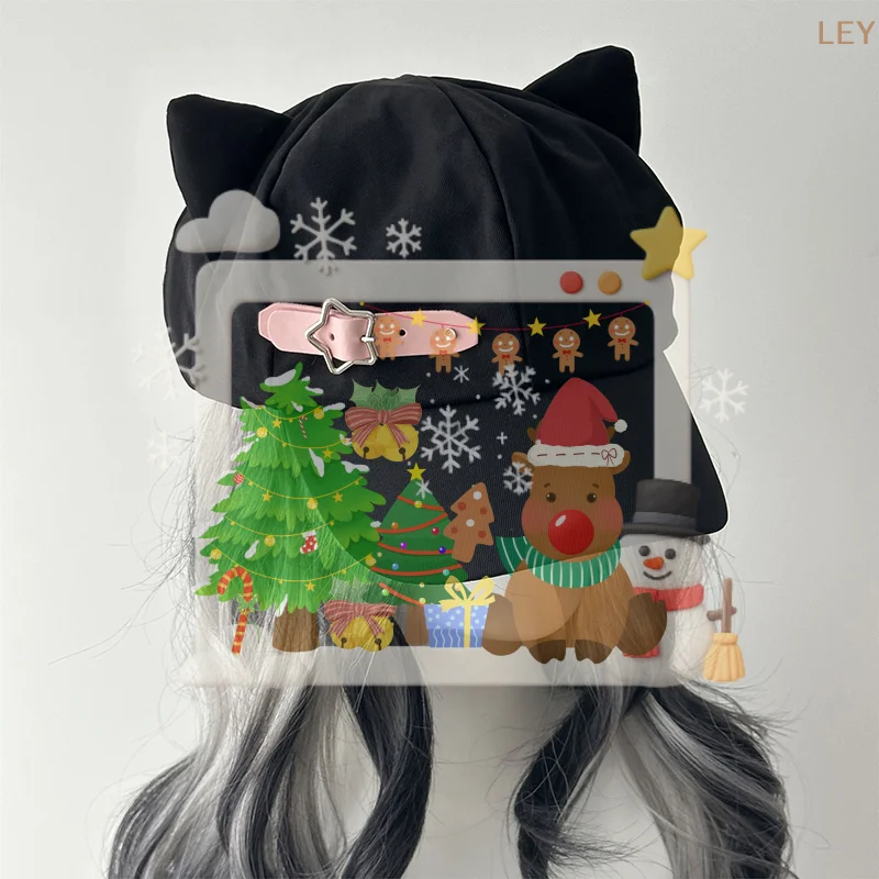 Damski beret z kocimi uszami Harajuku Gothic Lolita Y2K, dziewczęcy steampunk punkowy kapelusz przeciwsłoneczny z zamkiem błyskawicznym, ręcznie robiony Damski beret z kocimi uszami Harajuku Gothic Lolita Y2K, dziewczęcy steampunk punkowy kapelusz przeciwsłoneczny z zamkiem błyskawicznym, ręcznie robiony