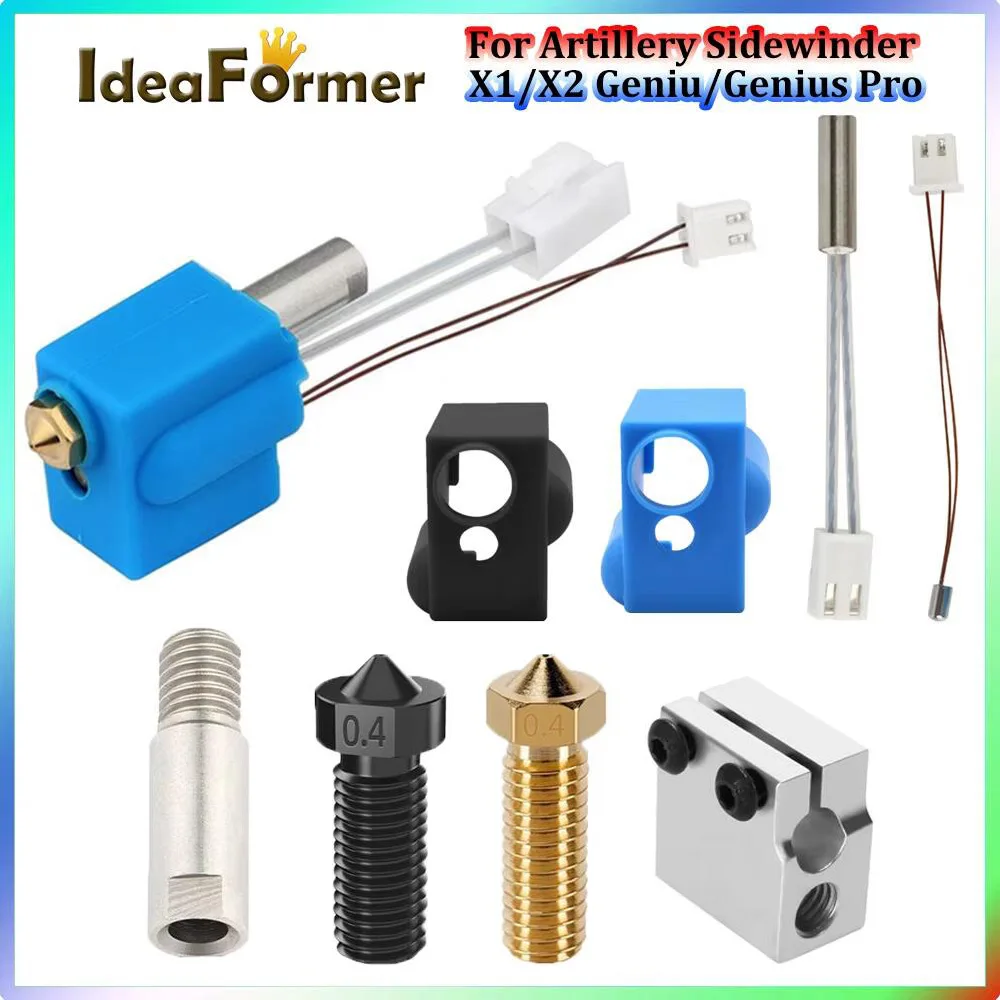 Dla artylerii Sidewinder X1/X2 Genius Hotend silikonowa skarpeta rura grzewcza termistor blok cieplny zestaw…