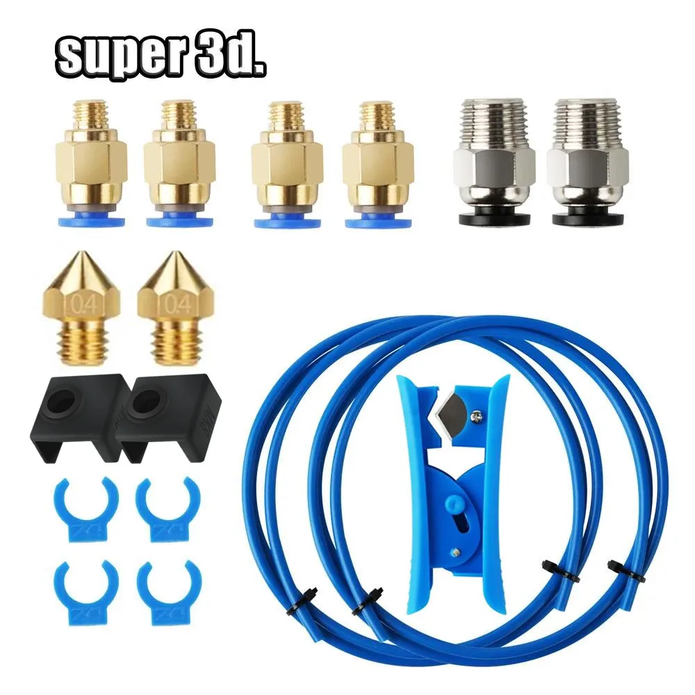 Dla Creality Ender 3 zestaw 1.75mm rura PTFE złącza pneumatyczne PC4-M6 i PC4-M10 obcinacz do rur wytłaczarki…
