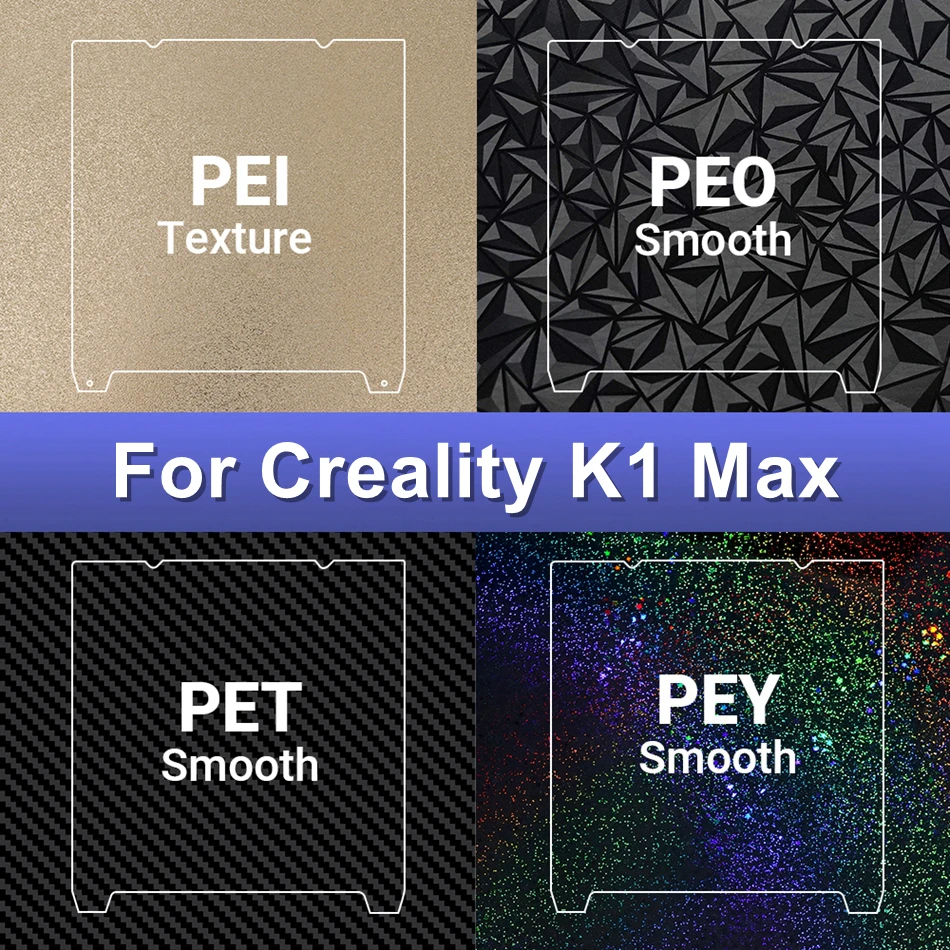 Dla Creality K1 Max Build Plate Texture Pei Sheet Spring Steel 310x315mm Smooth PEO PET PEY Double Printing…