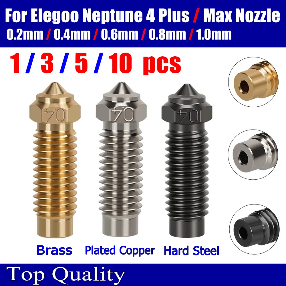 Dla Elegoo Neptune 4 Plus dysza Elegoo Neptune 4 Max dysze mosiężna miedziana dysza stal hartowana 0.2 0.4 0.6…