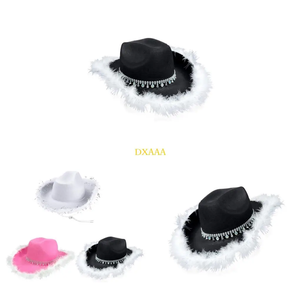 DXAA Bride Cowboy Hats Crystal Panama Hat dla męskiej kobiety tańczącego aktora