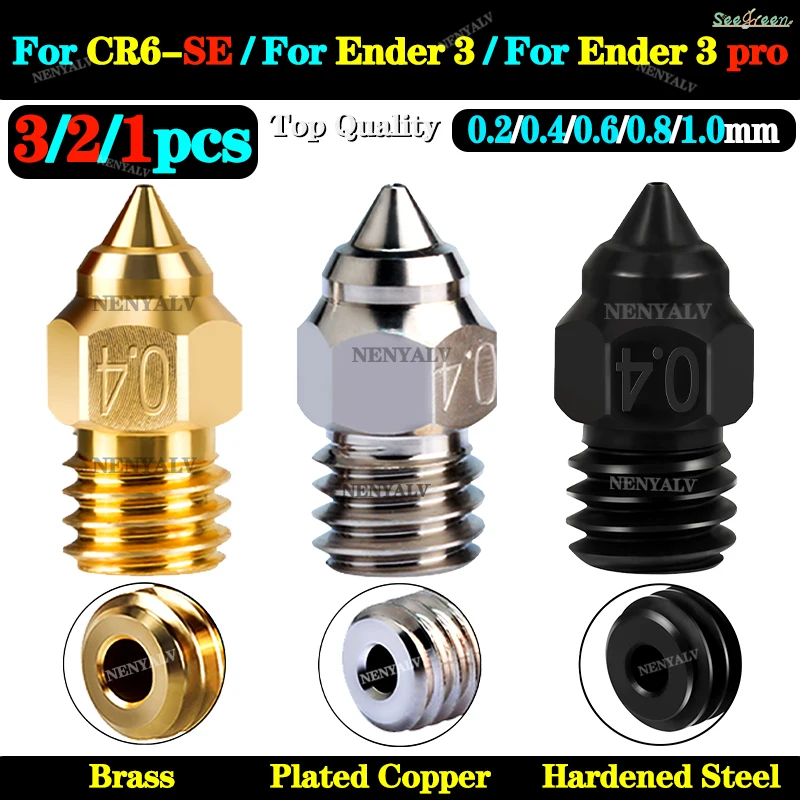 Dysza MK8 CR-6 SE Dysze z twardej stali mosiężnej i miedzi do dysz Creality CR6 SE CR5 PRO /Ender 3 S1 pro…