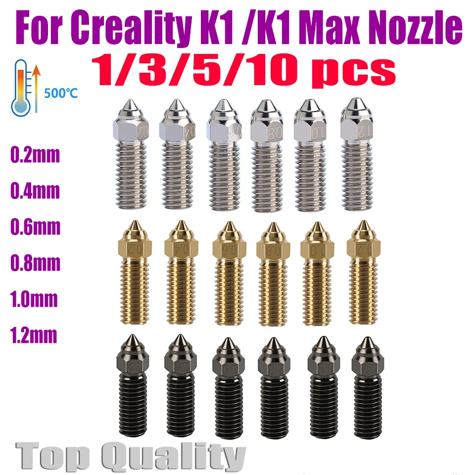 Dysze 0.4 0.6 0.8mm do Creality Ender 3 V3 KE K1/K1 Max, dysze ze stali hartowanej, miedziane, mosiężne… Dysze 0.4 0.6 0.8mm do Creality Ender 3 V3 KE K1/K1 Max, dysze ze stali hartowanej, miedziane, mosiężne…