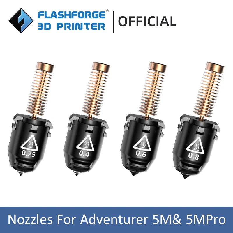 Dysze Flashforge Adventurer 5M i 5M Pro 0,25 mm 0,4 mm 0,6 mm 0,8 mm 280 ℃ Zestaw dysz do szybkiego drukowania…
