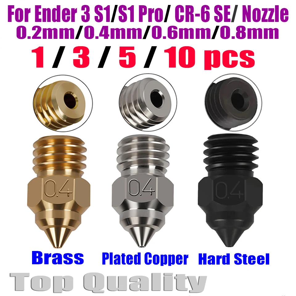 Dysze MK8 CR-6 SE 0.2 0.4 0.6 0.8mm do drukarek 3D Creality CR6 SE CR5 Pro / Ender 3 S1 Pro / CR10 V2 / Ender…