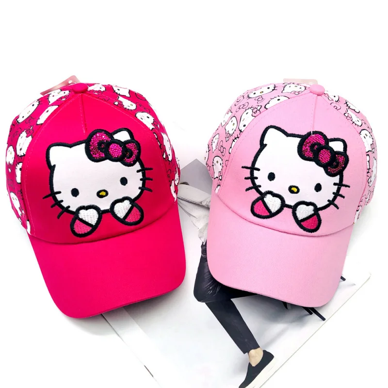 Dziewczęca czapka z daszkiem Hello Kitty, słodki kreskówkowy wzór, dla uczennic i dzieci, modna czapka bejsbolówka z kaczym dziobem, ochrona przed słońcem na zewnątrz, czapka typu snapback, prezent