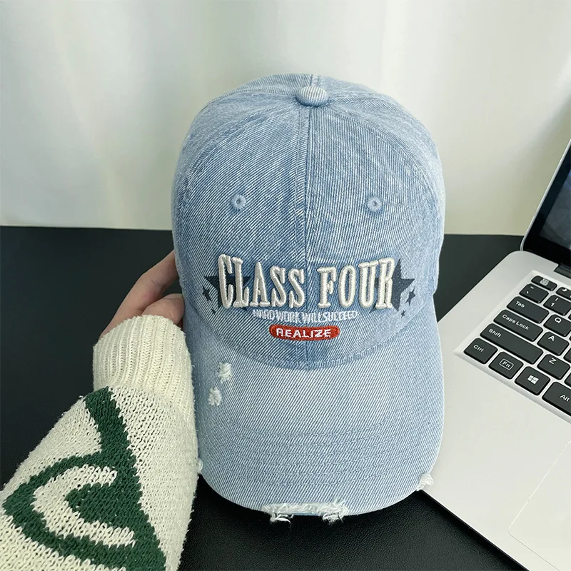 dżinsowa czapka z daszkiem dla mężczyzn kobiet vintage wiosenne letnie czapki haftowane litery modne czapki unisex dżinsowa czapka z daszkiem dla mężczyzn kobiet vintage wiosenne letnie czapki haftowane litery modne czapki unisex