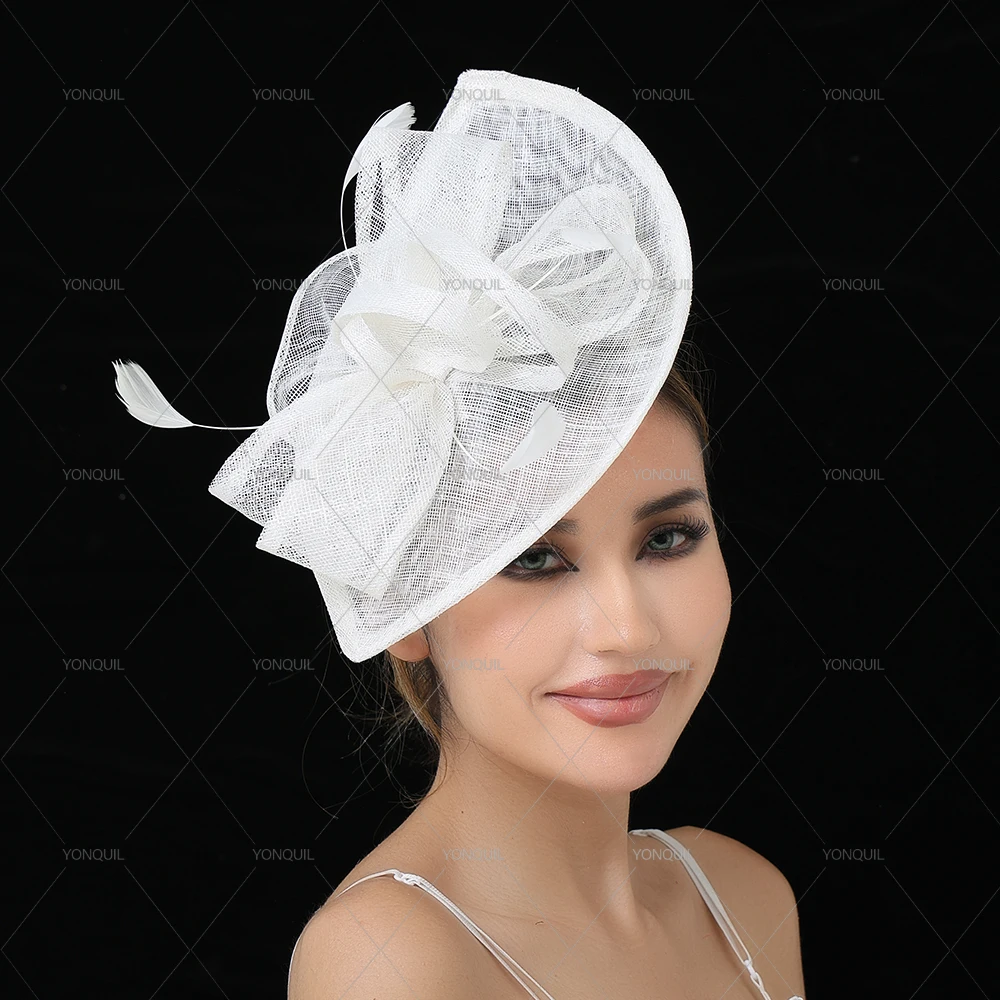 Elegancki kapelusz z piórami, kokardą z sinamaju, fascynator na Kentucky Derby, kapelusz na wesele, koktajl, okazje specjalne, opaska na głowę, prezent dla mamy Elegancki kapelusz z piórami, kokardą z sinamaju, fascynator na Kentucky Derby, kapelusz na wesele, koktajl, okazje specjalne, opaska na głowę, prezent dla mamy