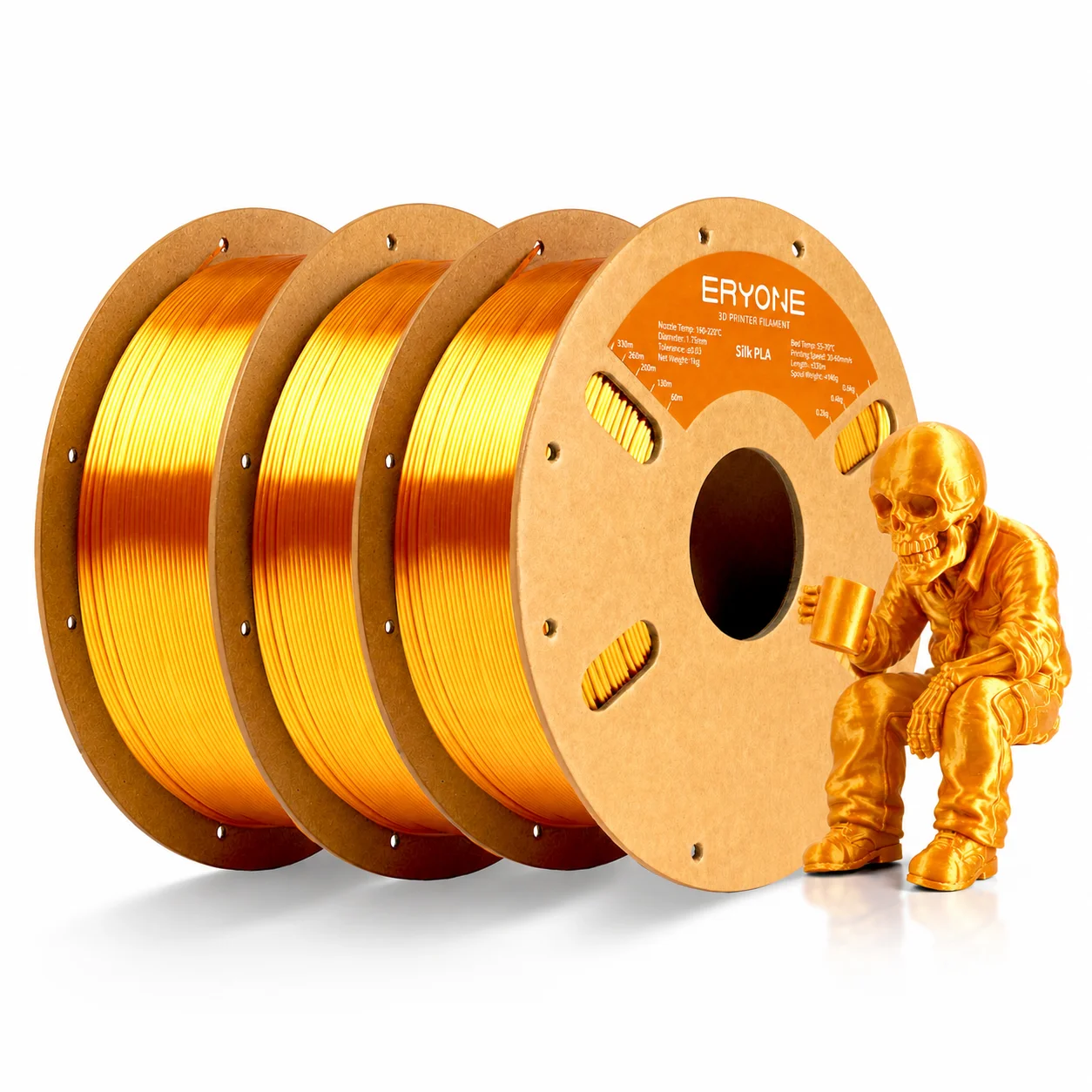 ERYONE 3KG Filament PLA Jedwabisty 1.75mm Bez Pęcherzyków Powietrza, Biodegradowalny, Szybka Wysyłka, Magazyn…