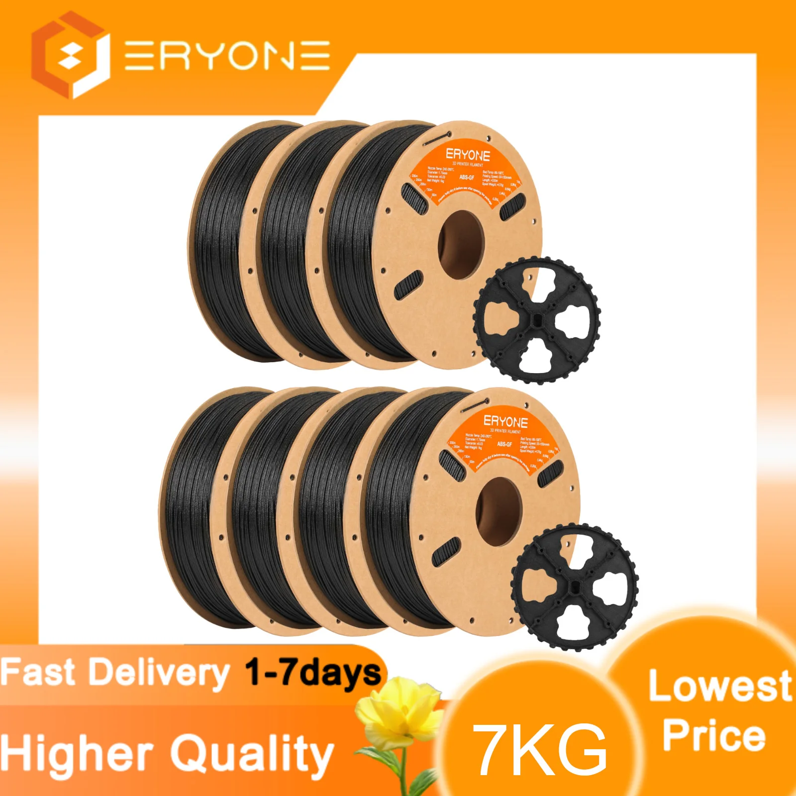 ERYONE Filament ABS ze włóknami szklanymi 1.75mm +/- 0.03mm, Filament do druku 3D ABS GF 1kg/3kg/7kg