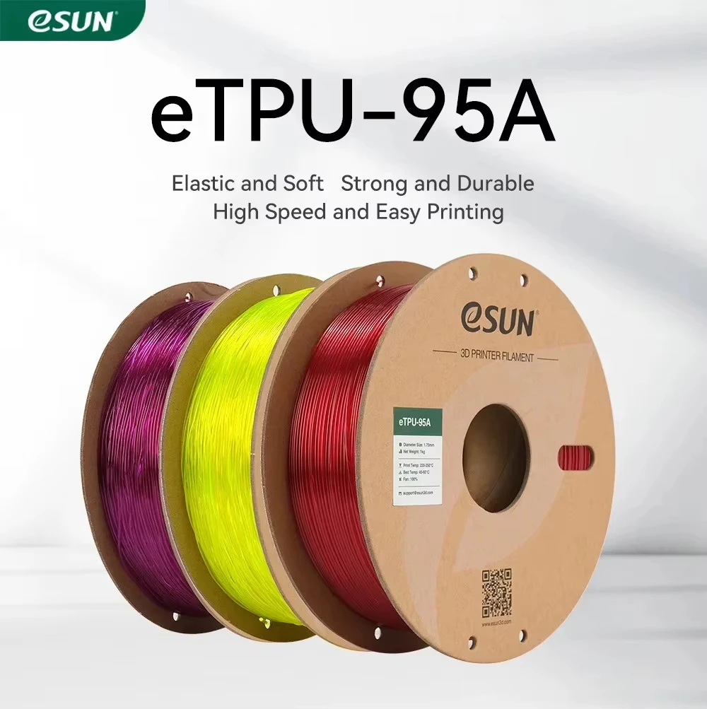 eSUN Elastyczny filament TPU 1,75 mm, TPU 95A Filament do drukarki 3D 1KG 2,2 LBS Szpula Materiał do druku 3D… eSUN Elastyczny filament TPU 1,75 mm, TPU 95A Filament do drukarki 3D 1KG 2,2 LBS Szpula Materiał do druku 3D…