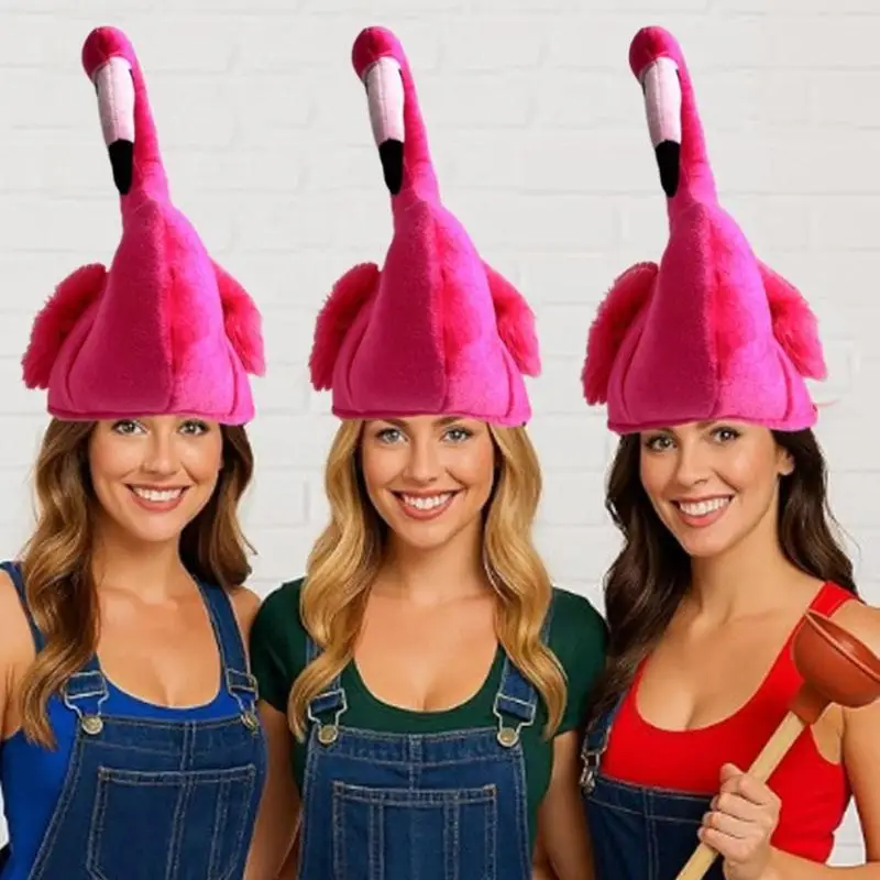 Flamingo kapelusz miękki pluszowy regulowany elastyczny dopasowanie do imprez Cosplay Y08E