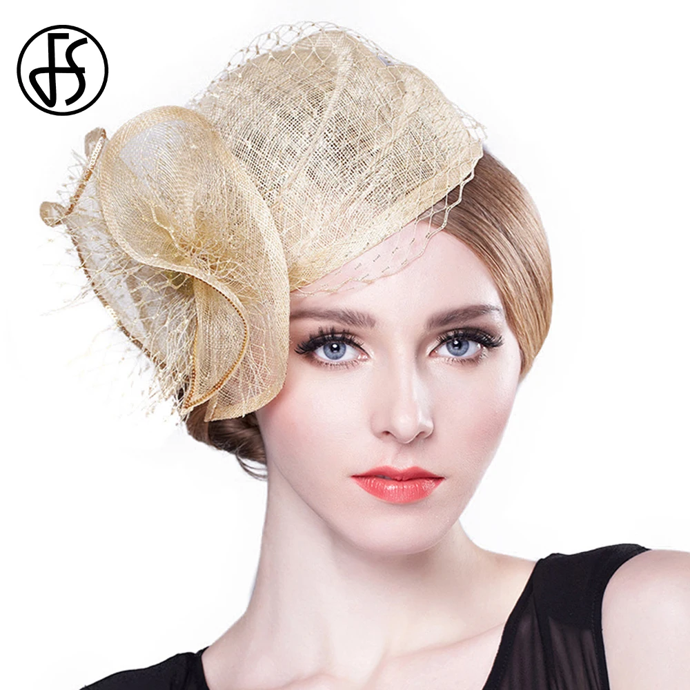 FS Luxury Woman Sinamay Derby Fascinator Hat Wedding Elegant Kentucky Nakrycie głowy Ladies Horse Racing Festival Small Top Cap Hat FS Luxury Woman Sinamay Derby Fascinator Hat Wedding Elegant Kentucky Nakrycie głowy Ladies Horse Racing Festival Small Top Cap Hat