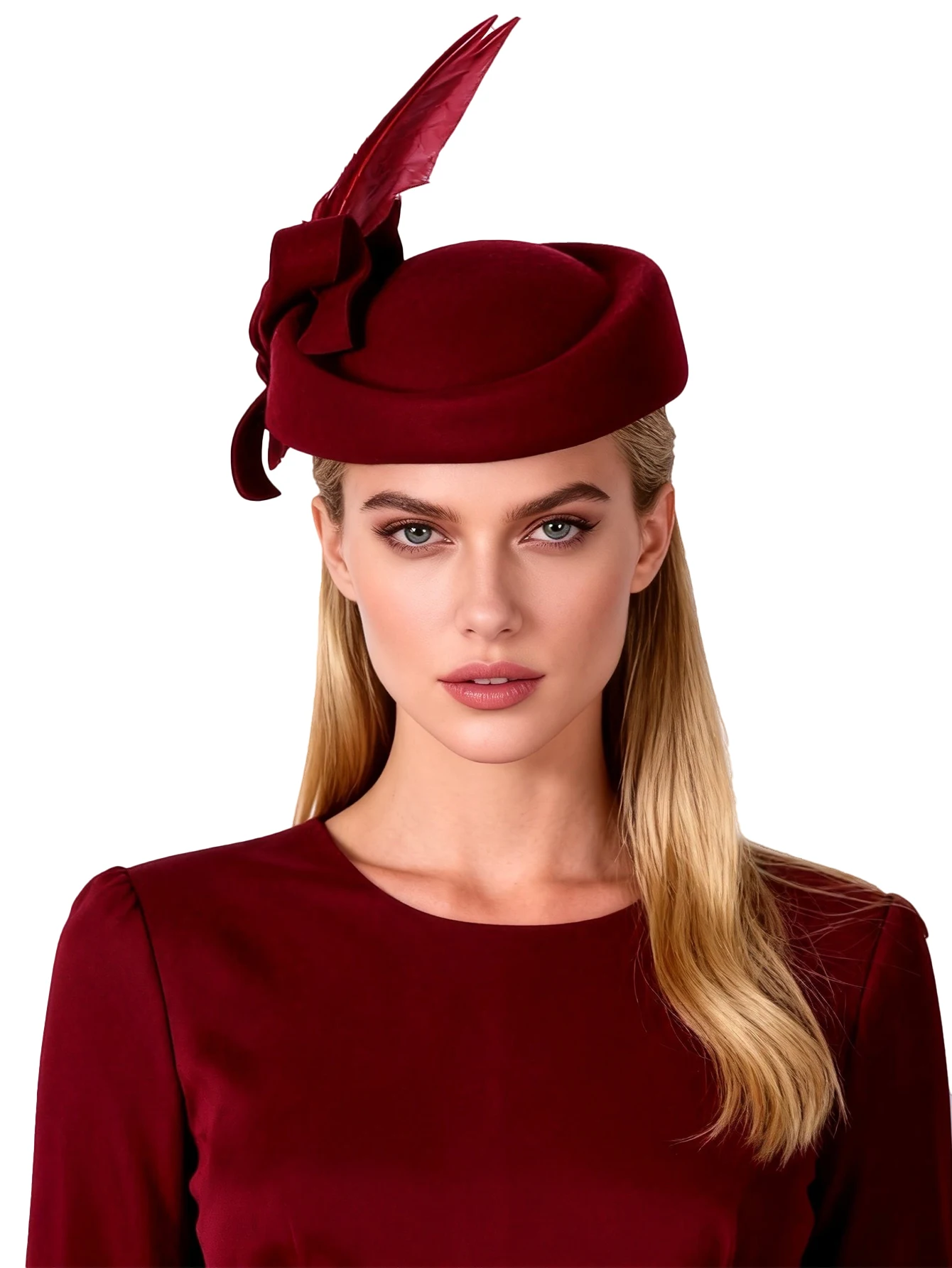 FS Royal Blue Black Wool Felt Fascinator Hat For Women Lady Kentucky Wedding Hats Eleganckie Derby Church Party Hats With Feather