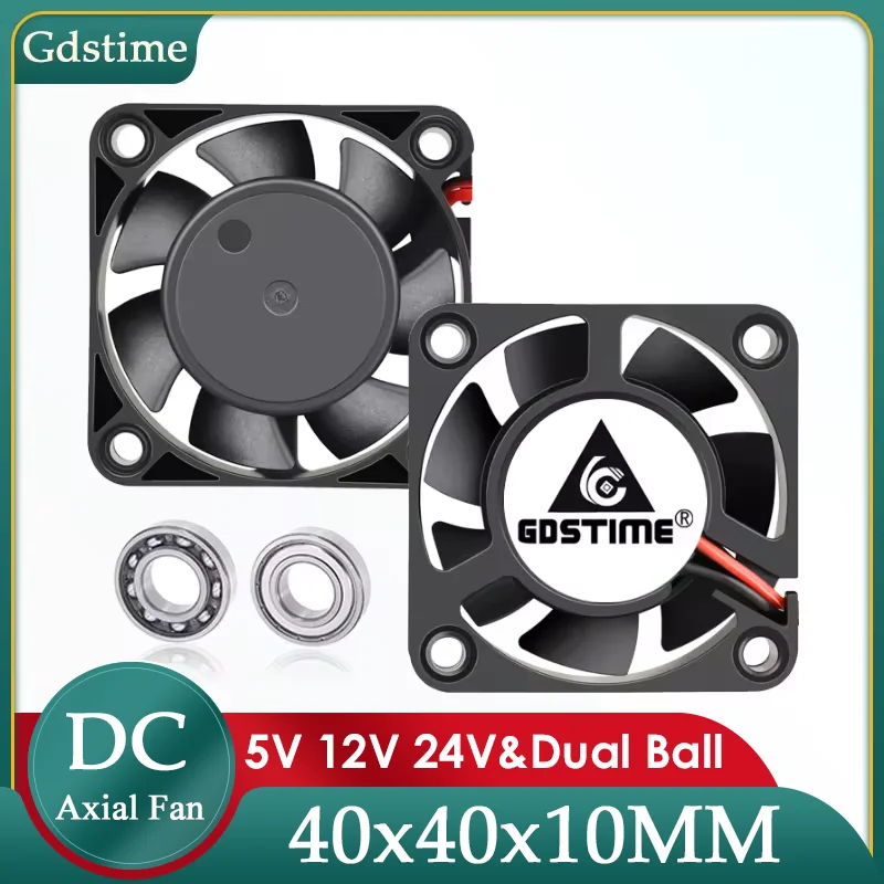 Gdstime 40mm Wentylator DC 5V 12V 24V 40MM*10MM Bezszczotkowy wentylator chłodzący 4CM Podwójna kula Mini… Gdstime 40mm Wentylator DC 5V 12V 24V 40MM*10MM Bezszczotkowy wentylator chłodzący 4CM Podwójna kula Mini…