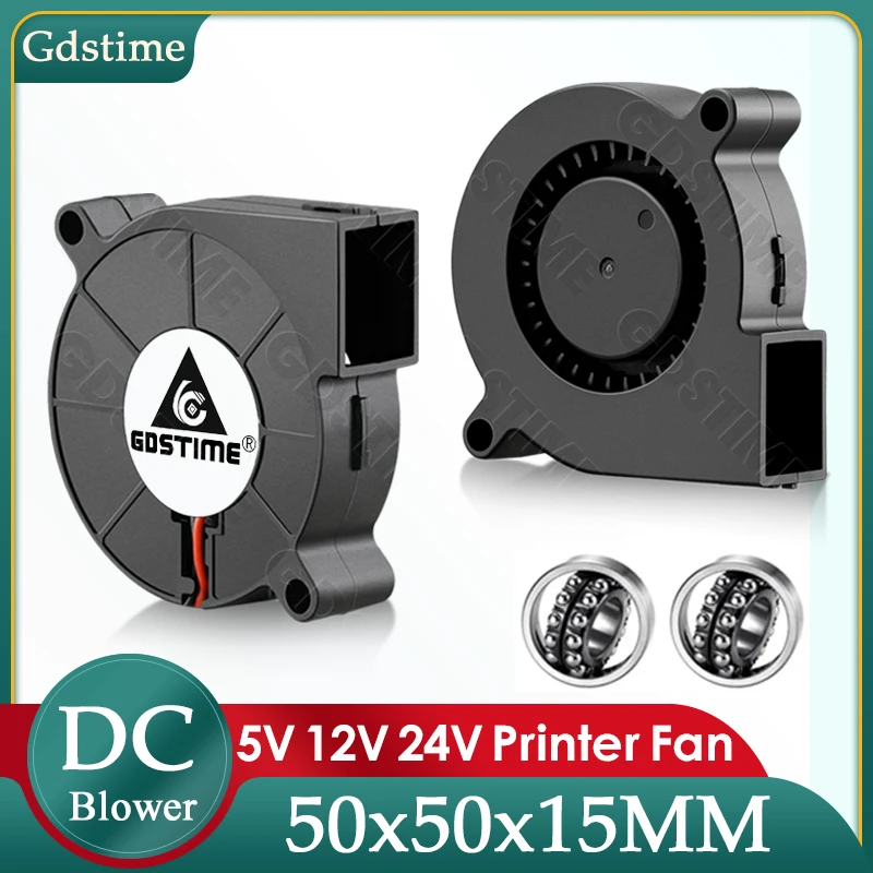Gdstime 5015 Dmuchawa 24V Wentylator 50MM * 15MM DC Turbine Fan 5015 Podwójna kula Szybki duży przepływ… Gdstime 5015 Dmuchawa 24V Wentylator 50MM * 15MM DC Turbine Fan 5015 Podwójna kula Szybki duży przepływ…