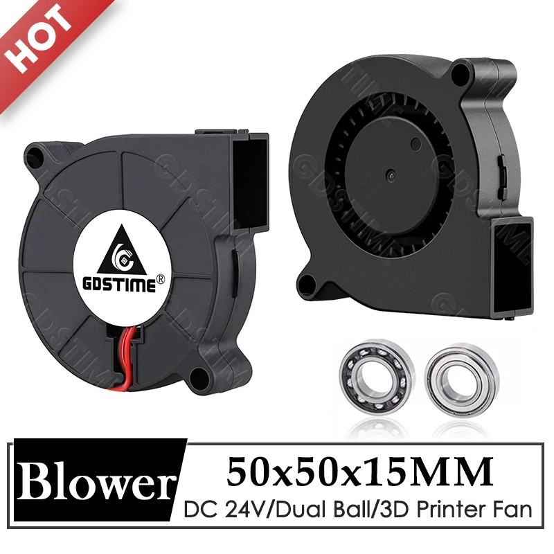 Gdstime 5015 Wentylator dmuchawy 24V 12V 5V 50MMx15MM Turbinowy wentylator promieniowy 5015 Podwójna kulka…