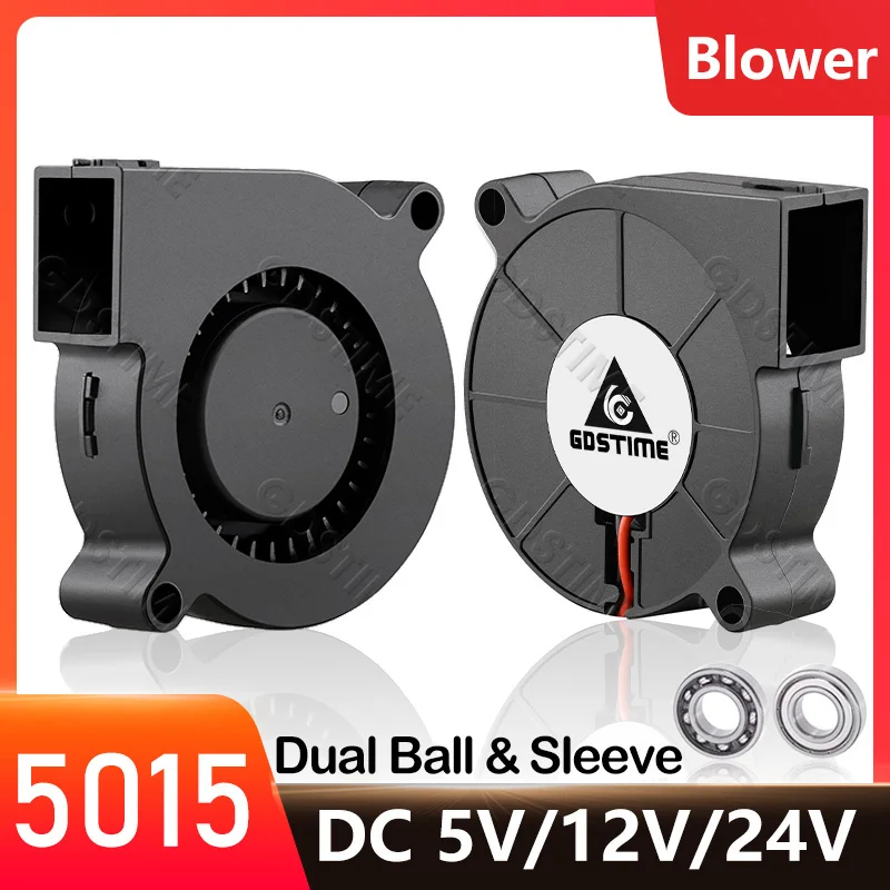 Gdstime DC 5V 12V 24V 50x50x15mm Podwójna chłodnica kulkowa 2Pin USB Wentylator promieniowy 5015 Turbo… Gdstime DC 5V 12V 24V 50x50x15mm Podwójna chłodnica kulkowa 2Pin USB Wentylator promieniowy 5015 Turbo…