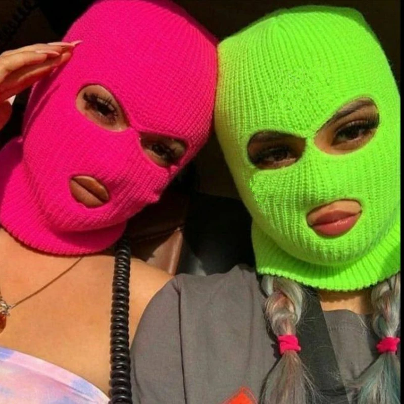 Gorąca Wyprzedaż Unisex Kominiarka Zakrywająca Całą Twarz Maska Narciarska Czapka 3 Otwory Zimowa Czapka Taktyczna Wiatroodporna Prążkowana Dzianinowa Czapka Zimowa Ciepła
