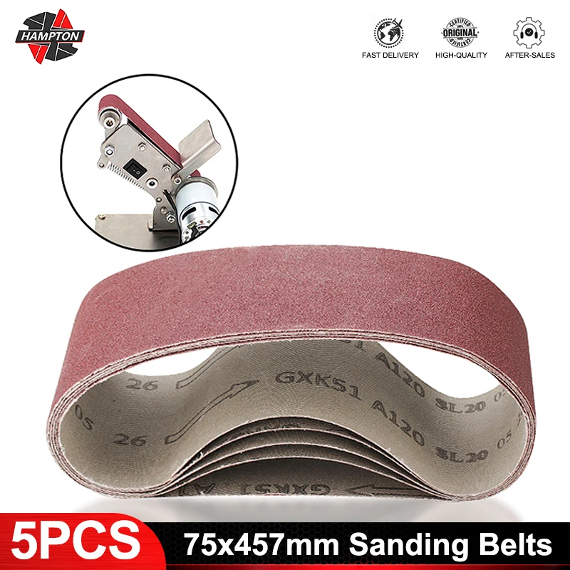 HAMPTON 75x457mm taśmy szlifierskie 5 sztuk zestaw taśm szlifierskich ziarno 40/60/80/120 szlifierka… HAMPTON 75x457mm taśmy szlifierskie 5 sztuk zestaw taśm szlifierskich ziarno 40/60/80/120 szlifierka…