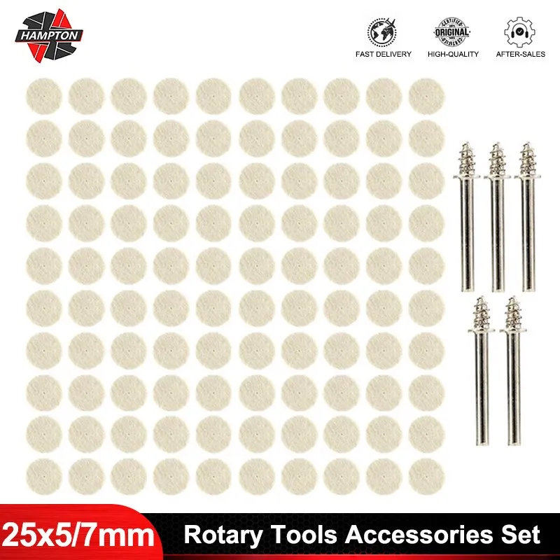 Hampton wełna filc polerowanie tarcza polerska 52/105pcs z trzpieniem trzpieniowym 3.175mm do Dremel obrotowe…