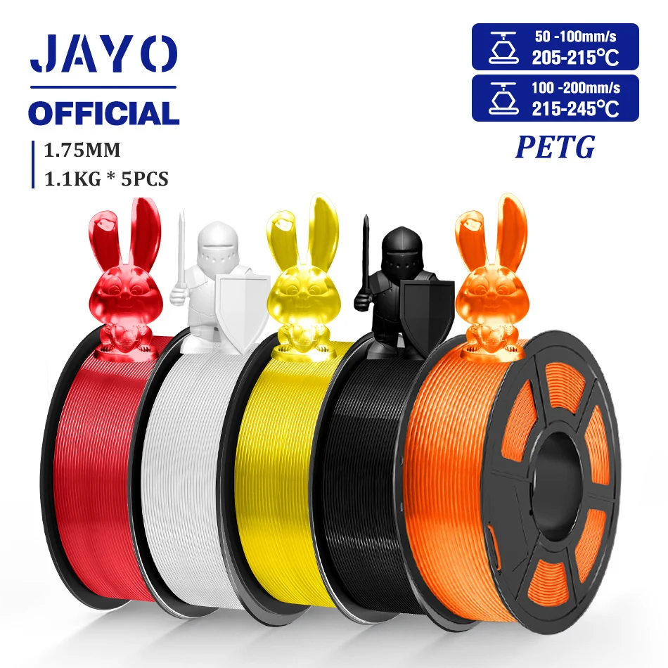 JAYO PETG Filamanet 1.75MM 5 rolek/zestaw Filament do drukarki 3D PETG schludno nawijany materiał do druku 3D… JAYO PETG Filamanet 1.75MM 5 rolek/zestaw Filament do drukarki 3D PETG schludno nawijany materiał do druku 3D…
