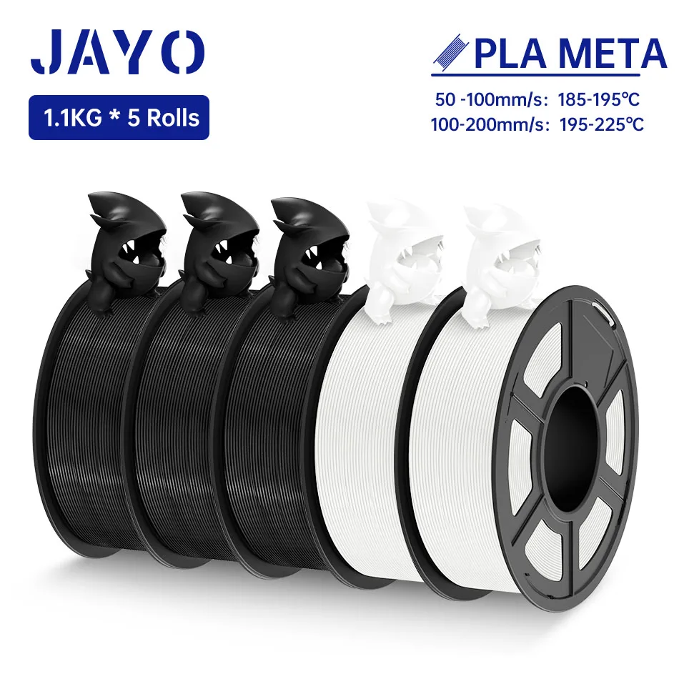 JAYO PLA Meta Filament 5 rolek 1,75 MM PLA Filament do drukarki 3D schludno nawijany Wytrzymałość 1,1 KG…