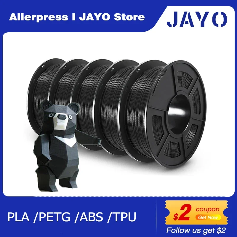 JAYO PLA PLA PLUS ABS PETG jedwabny filament 1,75 MM 5 rolek/zestaw wkładów nietoksyczny Fastship drukarka 3D…