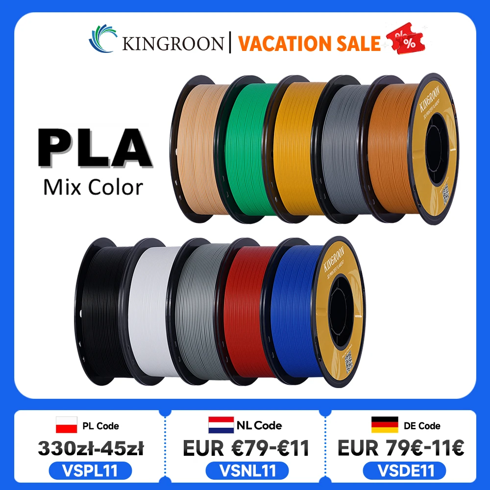 KINGROON PLA Filament 1,75 mm 5/10 KG pla Plastik do drukarki 3D, standardowy 1 kg/rolka Filamenty do druku 3D…