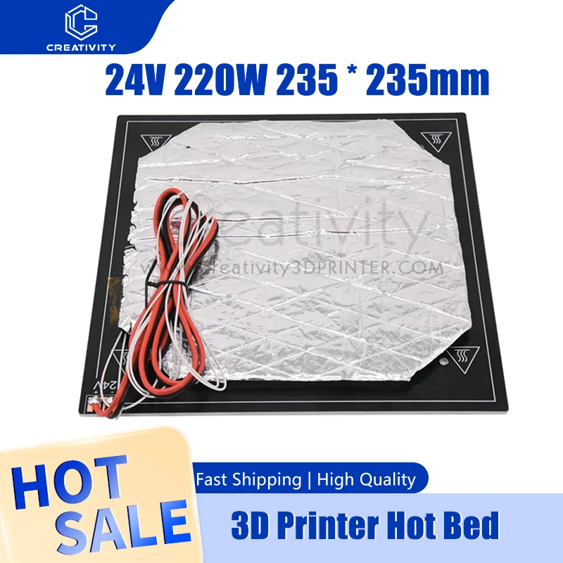 Kreatywność Wszystkie gorące łóżko do drukarek 3D 24V 220W 235 * 235mm płyta aluminiowa z bawełną izolacyjną…