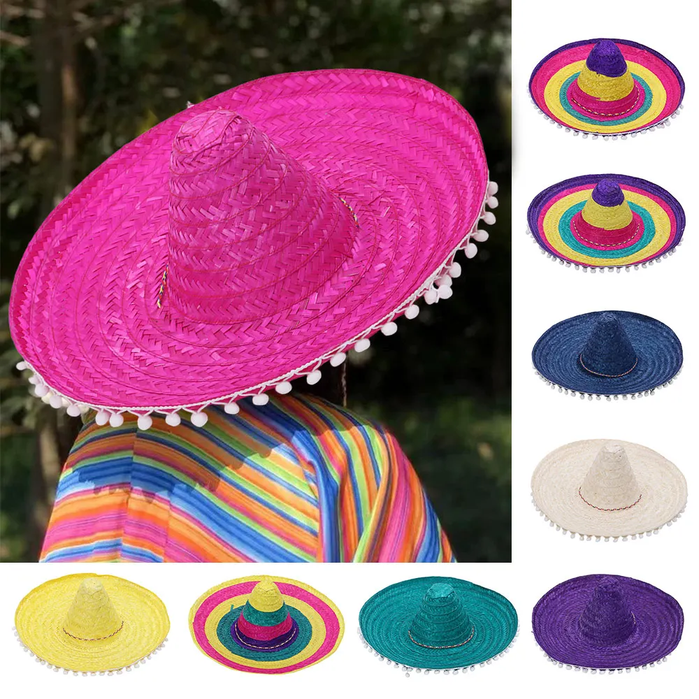Letni Kolorowy Kapelusz Meksykański z Szerokim Rondem Sombrero Słomkowe Kapelusze na Imprezę Dekoracje na Halloween Kapelusz Przeciwsłoneczny Męski Letni Kolorowy Kapelusz Meksykański z Szerokim Rondem Sombrero Słomkowe Kapelusze na Imprezę Dekoracje na Halloween Kapelusz Przeciwsłoneczny Męski