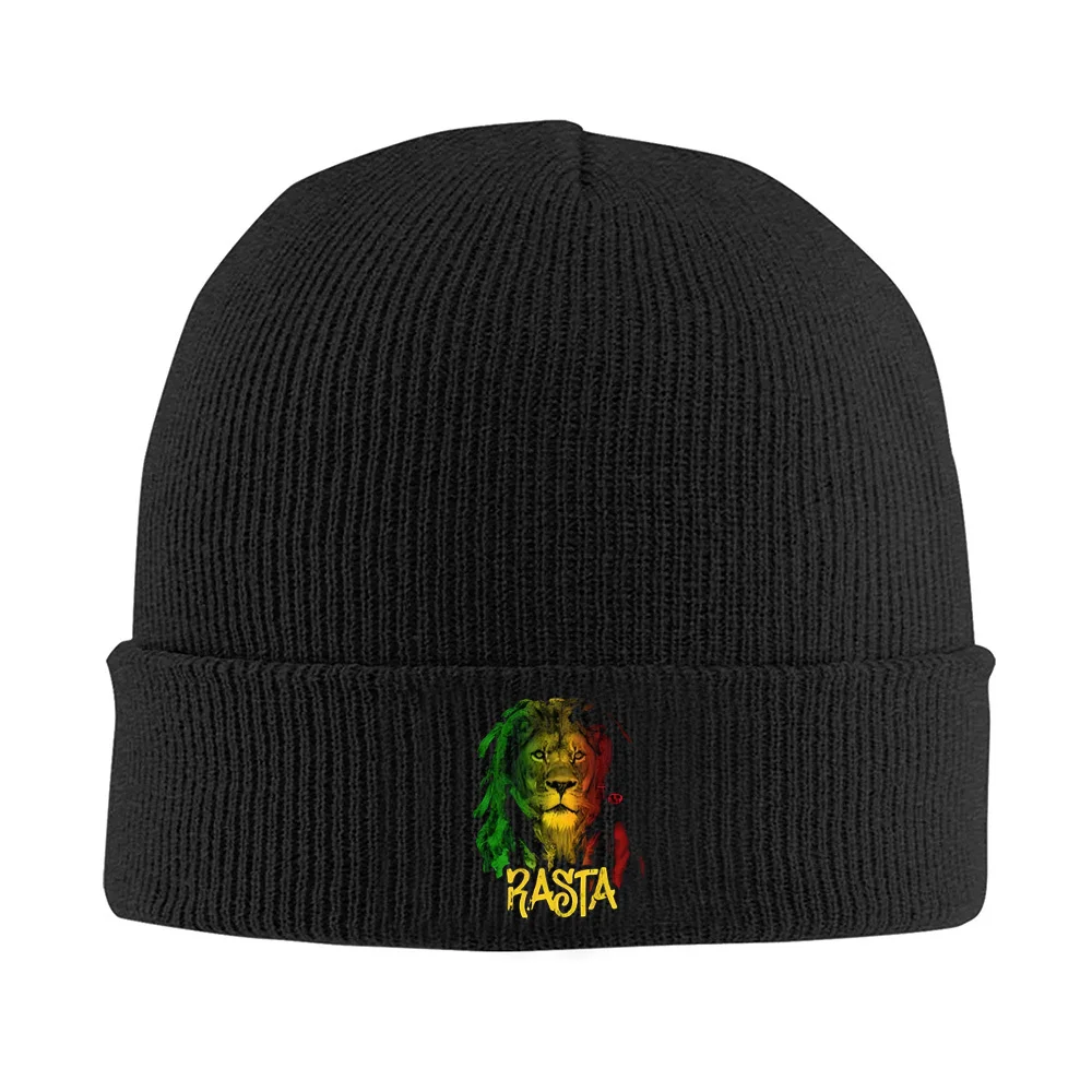 Lew w kolorach flagi Rasta. Odważny design. Męskie Damskie Unisex Czapka Dzianinowa Beanie Czapka typu Pullover Zimowa Termiczna Ciepła Świąteczna Na Zewnątrz