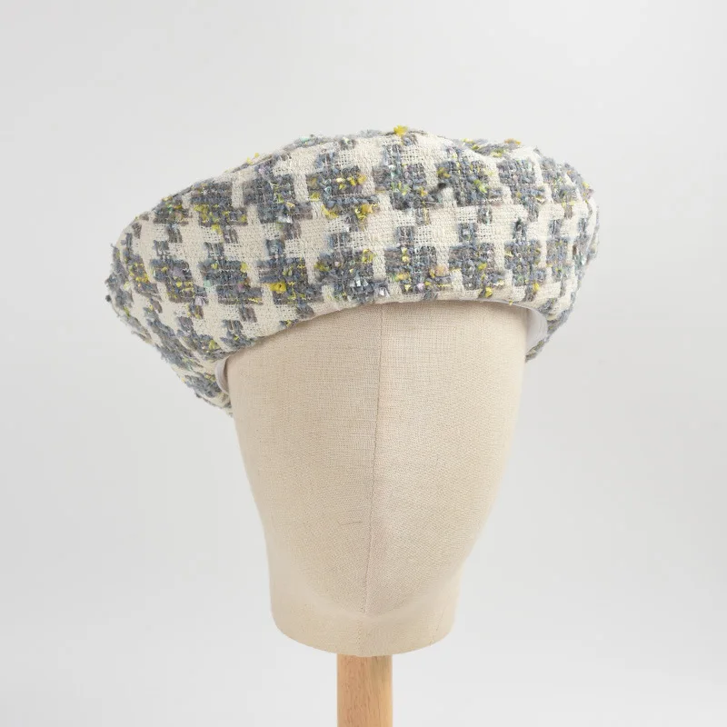 Luksusowy damski tweed jesienny Beret haftowany kwiat miękki Beret francuski Beret kapelusz wielokolorowy Beret czapka damski czapka typu Beanie Luksusowy damski tweed jesienny Beret haftowany kwiat miękki Beret francuski Beret kapelusz wielokolorowy Beret czapka damski czapka typu Beanie