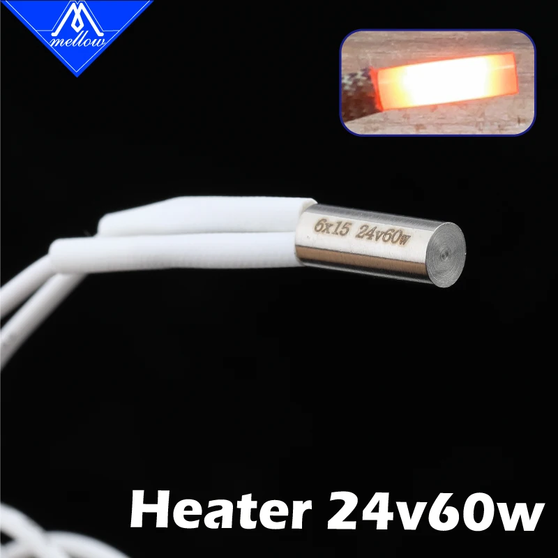 Mellow 1szt 24V 60W 6*15MM Ceramiczna rura grzewcza do części drukarek 3D E3DV6 J-Head / Phaetus Dragon HotEnd