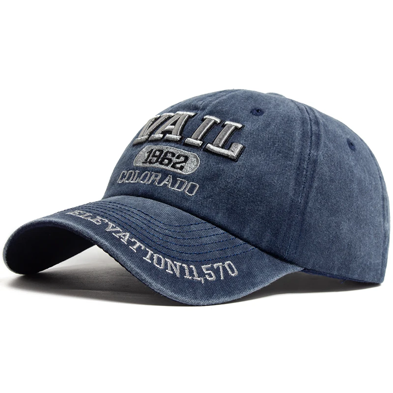 Męska czapka z daszkiem Fashion VAIL Letter Embroidered Cotton Soft Top Women Hats Summer Casual Travel Visor Caps Trucker Hat Unisex