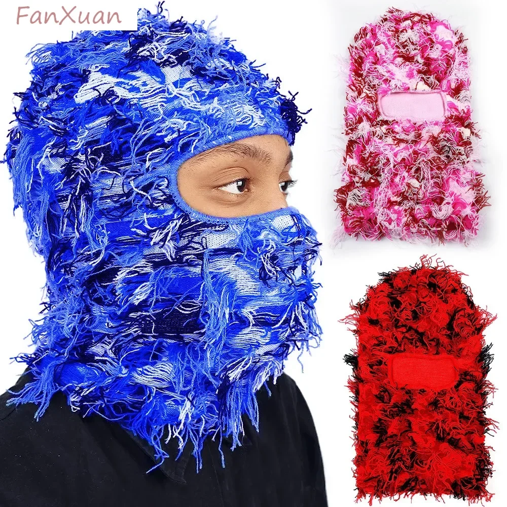 Męska kominiarka z dzianiny w trudnej sytuacji maska narciarska na całą twarz dla mężczyzn kobiety czapki typu beanie Skullies zimowe czapki z daszkiem Męska kominiarka z dzianiny w trudnej sytuacji maska narciarska na całą twarz dla mężczyzn kobiety czapki typu beanie Skullies zimowe czapki z daszkiem