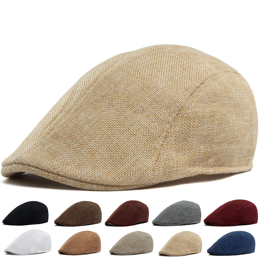 Męska lniana czapka typu flat cap, wiosenno-letnia, vintage, z daszkiem, beret, oddychająca czapka typu ivy, czapka gazeciarza, damska modna czapka, odpowiednia dla małych i szczupłych twarzy Męska lniana czapka typu flat cap, wiosenno-letnia, vintage, z daszkiem, beret, oddychająca czapka typu ivy, czapka gazeciarza, damska modna czapka, odpowiednia dla małych i szczupłych twarzy