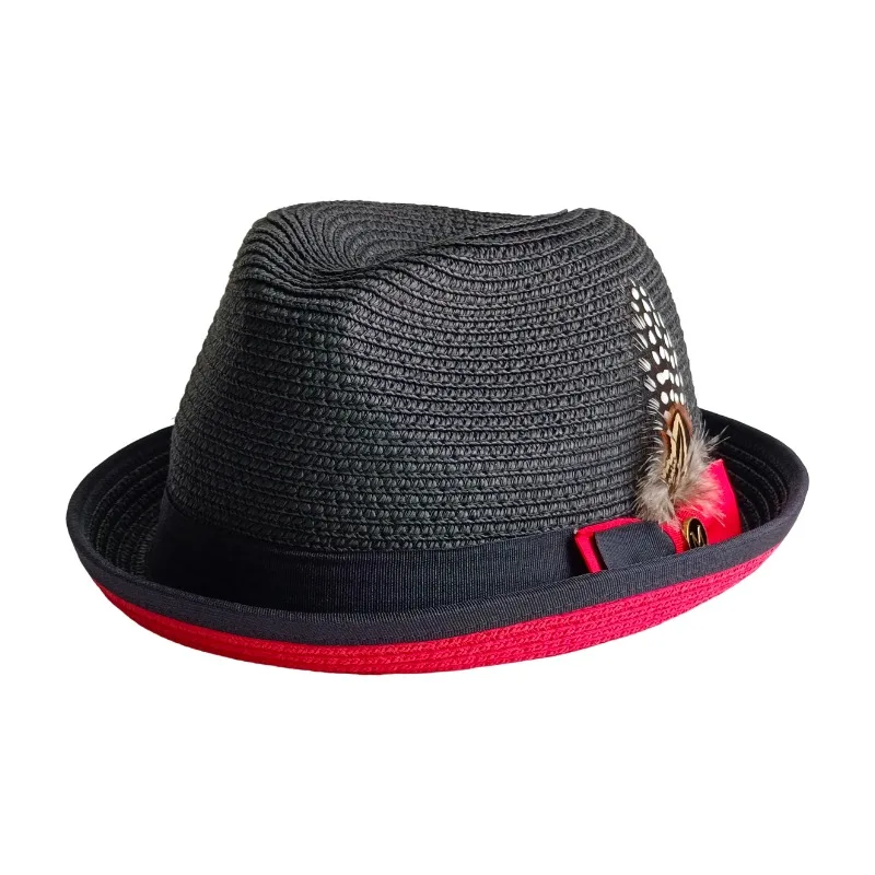 Męski kapelusz słomkowy dwukolorowy, brytyjski trilby, kapelusz fedora, oddychający kapelusz przeciwsłoneczny na plażę, ręcznie pleciony kapelusz słomkowy Panama, kapelusz kubański