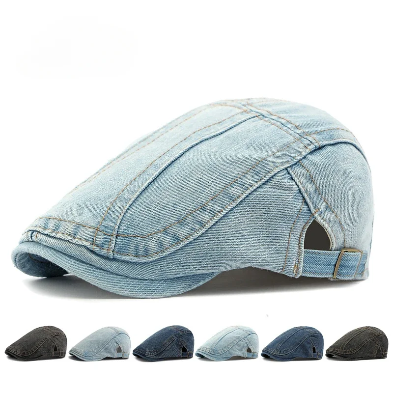 Męski sprany kowbojski beret Wiosna i jesień Literacki Retro Przód Damski kapelusz Casual Cap Berety Czapki dla kobiet Oddychające męskie Męski sprany kowbojski beret Wiosna i jesień Literacki Retro Przód Damski kapelusz Casual Cap Berety Czapki dla kobiet Oddychające męskie
