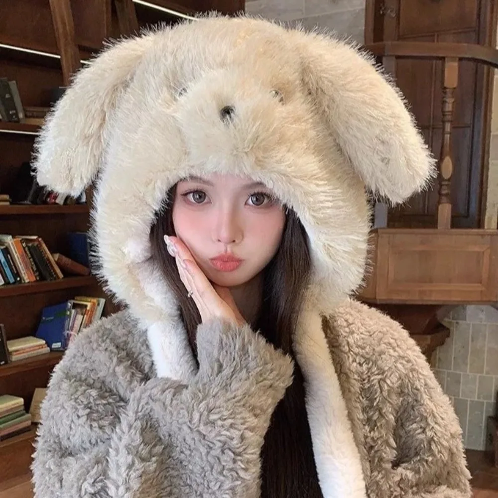 Modna czapka z ruchomymi uszami szczeniaka, w stylu kreskówkowym, wiatroodporna, kawaii, puszysta czapka Lei Feng, ochrona uszu, pogrubiona, ciepła czapka dla dziewcząt Modna czapka z ruchomymi uszami szczeniaka, w stylu kreskówkowym, wiatroodporna, kawaii, puszysta czapka Lei Feng, ochrona uszu, pogrubiona, ciepła czapka dla dziewcząt