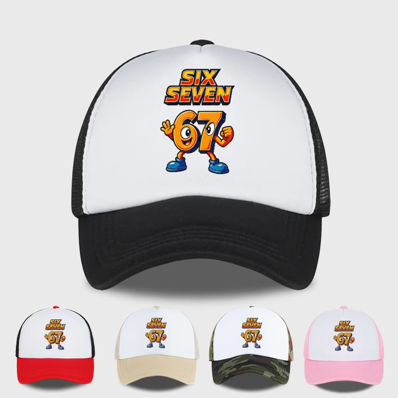Modna czapka z siatką SpongeBob 67 Six Seven – Regulowana czapka bejsbolówka w stylu streetwear unisex – Lekka, oddychająca i regulowana