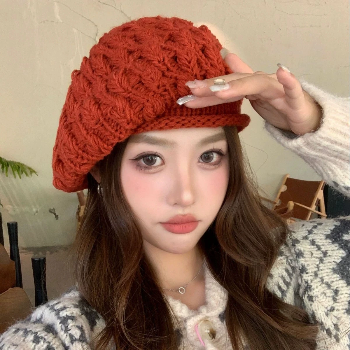 Nowa Elegancka Damska Czapka Szydełkowa z Jednolitej Włóczki, Ręcznie Robiona Damska Czapka Beret Dziana, Bawełniane Berety ażurowe