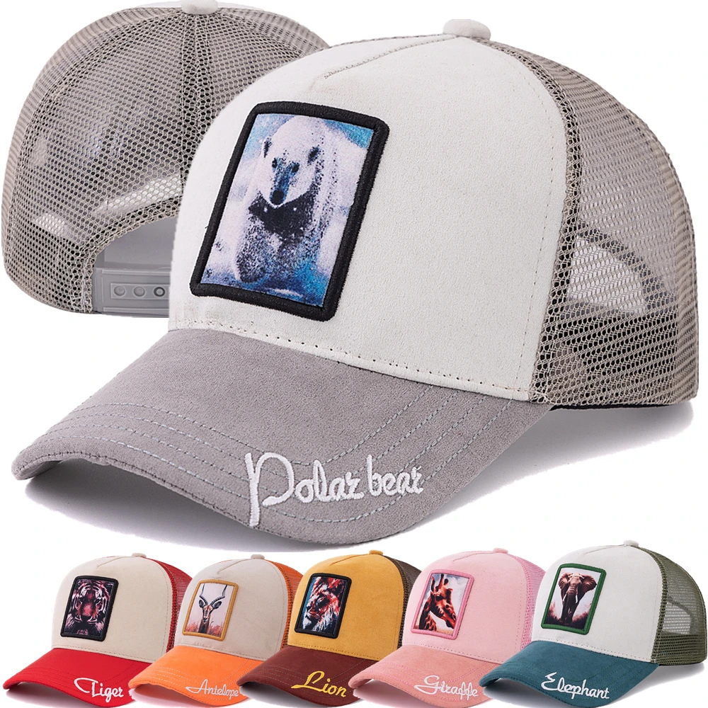 Nowa letnia czapka typu Trucker z motywem niedźwiedzia polarnego, zamszowa czapka z daszkiem Outdoor Sports Streetwear Cap dla mężczyzn i kobiet Nowa letnia czapka typu Trucker z motywem niedźwiedzia polarnego, zamszowa czapka z daszkiem Outdoor Sports Streetwear Cap dla mężczyzn i kobiet 
