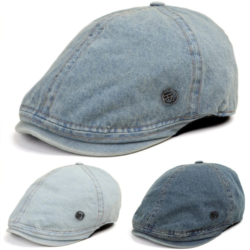 Nowa, sprana, postarzana czapka typu newsboy damska, beret wyszczuplający twarz, vintage niebieska czapka malarska Nowa, sprana, postarzana czapka typu newsboy damska, beret wyszczuplający twarz, vintage niebieska czapka malarska